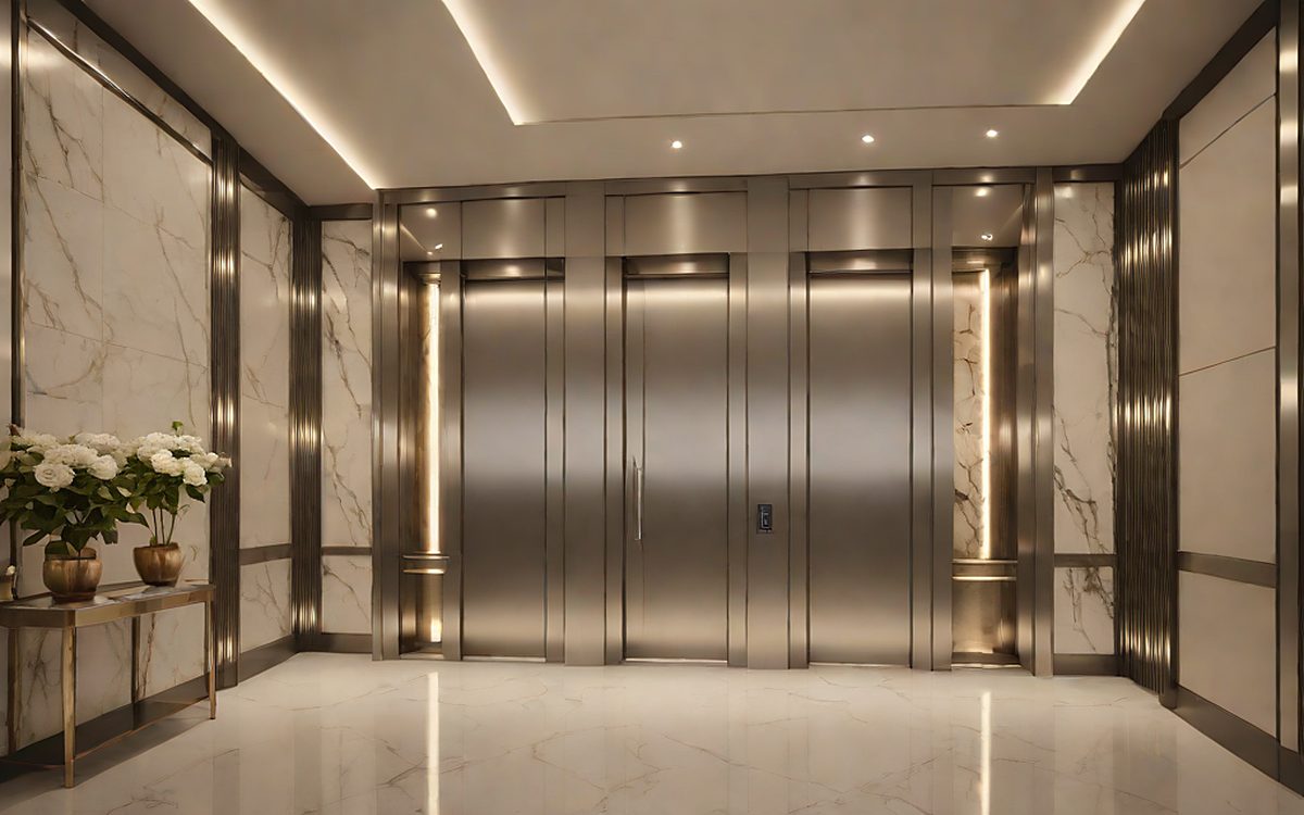 Elevator with doors — 3D example
