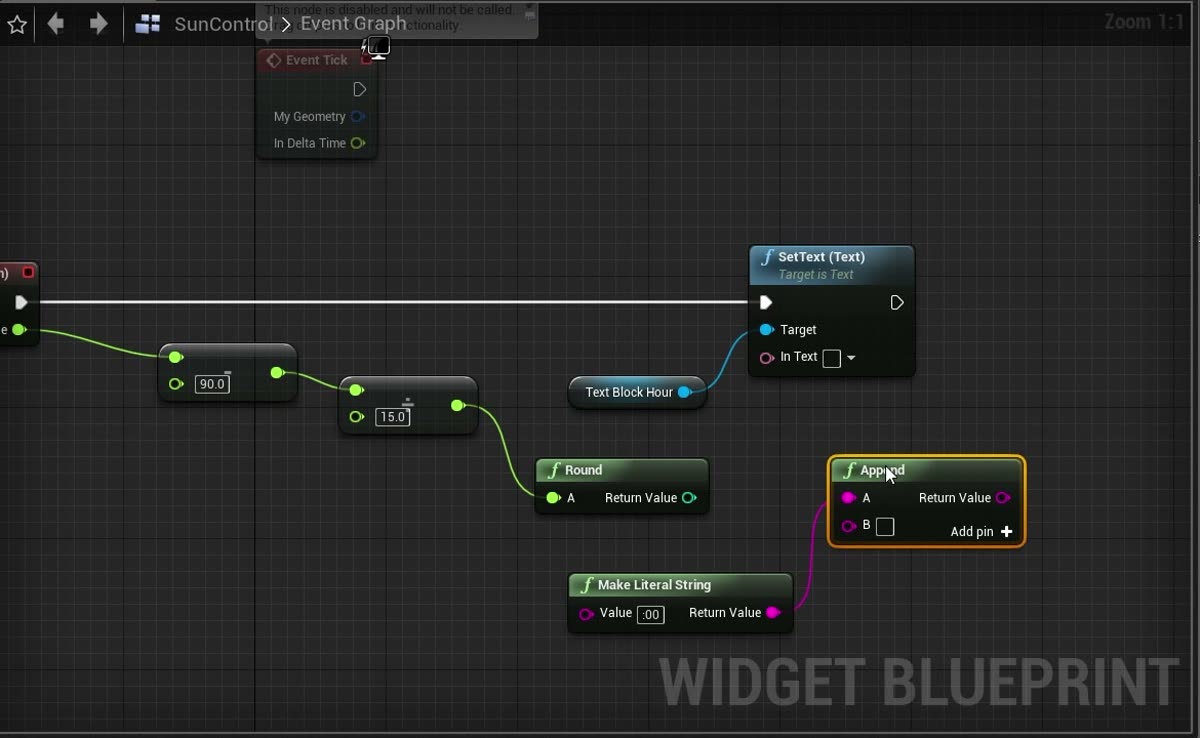 UI widgets that move the sun and change the time of day.